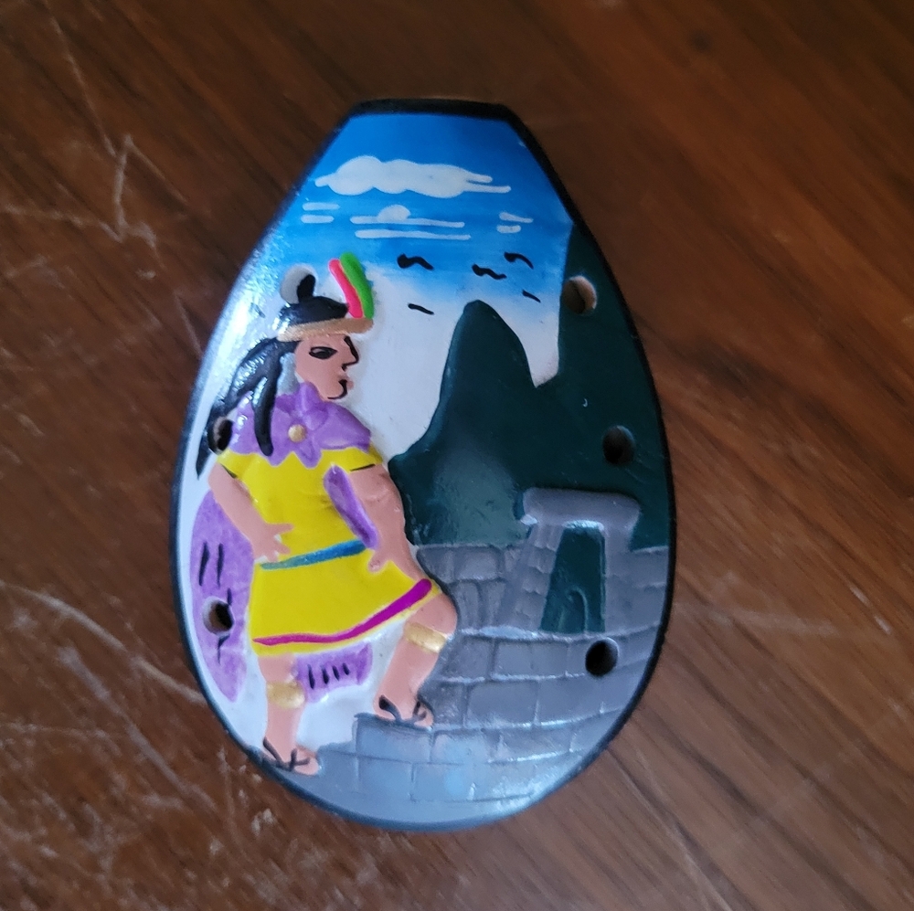 Handpainted Ocarina Instrument Whistle Clay Peruvian?